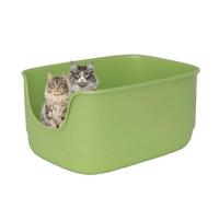Suhaco Bandeja de Arena para Gatos Jumbo de Cara Alta, antisalpicaduras, Caja Superior Abierta, 61 x 48 x 31 cm, Extra Profunda para Varios Gatos, Inodoro de Entrada Baja (Verde)