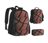 SUHNGE DNA Chain - Juego de lonchera y mochila con impresión fotográfica, 3 en 1, bolsa escolar y estuche para lápices, combo a juego, Baloncesto deportivo, Talla única