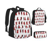 SUHNGE DNA Chain - Juego de lonchera y mochila con impresión fotográfica, 3 en 1, bolsa escolar y estuche para lápices a juego, Baile de salón, Talla única