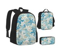 SUHNGE Hammerhead Sharks - Mochila escolar 3 en 1 con estampado de tiburones para adolescentes, bolsa de almuerzo, mochila escolar para niños, Hermosa estrella de mar, Talla única