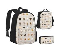 SUHNGE Hammerhead Sharks - Mochila escolar 3 en 1 con estampado de tiburones para adolescentes, bolsa de almuerzo, mochila escolar para niños, Raza de perro, Talla única