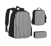 SUHNGE Hammerhead Sharks - Mochila escolar 3 en 1 con estampado de tiburones para adolescentes, Negro Y Rayas Blancas, Talla única