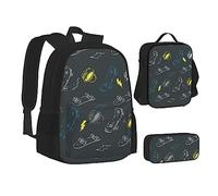 SUHNGE Hen Flying Butterflies Among Flowers - Juego de lonchera con mochila 3 en 1 y estuche escolar a juego, Monopatín Graffiti, Talla única