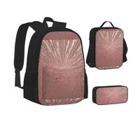 SUHNGE Juego de mochilas escolares 3 en 1 con diseño de pulpo de tortuga, diseño de océano, bolsa de almuerzo para adolescentes, mochila escolar 3 en 1, Oro rosa y rosa, Talla única
