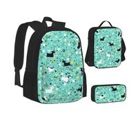 SUHNGE Mochila escolar 3 en 1 con estampado patriótico de bandera estadounidense del 4 de julio para adolescentes, bolsa de almuerzo, estuche para lápices, mochila escolar para niños, Goat Frolic,