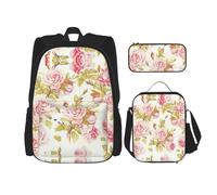 SUHNGE Mochila escolar con estampado tribal africano, 3 piezas, con bolsa de almuerzo, estuche para niñas de secundaria, Hermoso floral, Talla única