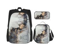 SUHNGE Mochila escolar de 3 piezas con estampado de madera colorida con bolsa de almuerzo, estuche para lápices para niñas de secundaria, Gouache colorido, Talla única