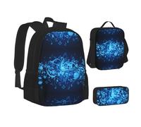 SUHNGE Origami Paper Cranes Print Teenage Bookbag Lunch Bag Pencil Case 3 in 1 School Backpacks Set Kids Backpack, Notas musicales azules, Talla única