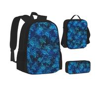 SUHNGE Origami Paper Cranes Print Teenage Bookbag Lunch Bag Pencil Case 3 in 1 School Backpacks Set Kids Backpack, Tortuga marina azul, Talla única
