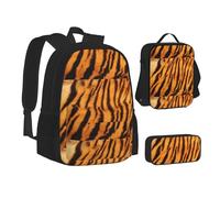 SUHNGE Origami Paper Cranes Print Teenage Bookbag Lunch Bag Pencil Case 3 in 1 School Backpacks Set Kids Backpack, Patrón de rayas de tigre, Talla única