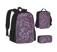 SUHNGE Origami Paper Cranes Print Teenage Bookbag Lunch Bag Pencil Case 3 in 1 School Backpacks Set Kids Backpack, Patrón de lentejuelas, Talla única