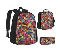 SUHNGE Origami Paper Cranes Print Teenage Bookbag Lunch Bag Pencil Case 3 in 1 School Backpacks Set Kids Backpack, Grúas de papel origami, Talla única