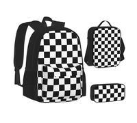 SUHNGE Origami Paper Cranes Print Teenage Bookbag Lunch Bag Pencil Case 3 in 1 School Backpacks Set Kids Backpack, Cuadros blancos y negros, Talla única