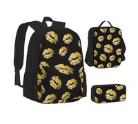 SUHNGE Origami Paper Cranes Print Teenage Bookbag Lunch Bag Pencil Case 3 in 1 School Backpacks Set Kids Backpack, Labios dorados, Talla única