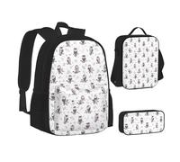 SUHNGE Zebra Tiger Leopard Pink Print - Juego de lonchera con mochila 3 en 1 para la escuela y estuche a juego, Ramas de árbol de búho, Talla única