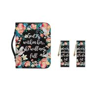 Suhoaziia Estuche cruzado para la Biblia con marcapáginas, funda de transporte de la Biblia para mujer, bolsa de almacenamiento de cuero para estudio de la Biblia, Dios está dentro de ella, ella no