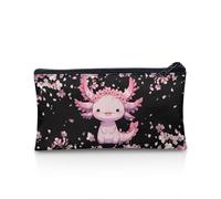 Suhoaziia Estuche estético de gran capacidad para niños, estuche organizador para lápices escolar, soportes para bolígrafos, Flores de cerezo Axolotl, Estuche para lápices