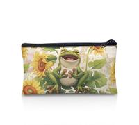 Suhoaziia Estuche estético de gran capacidad para niños, estuche organizador para lápices escolar, soportes para bolígrafos, Rana girasoles, Estuche para lápices