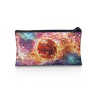 Suhoaziia Estuche estético para niñas y niños, organizador de lápices escolar, bolsa para bolígrafos, Baloncesto Fire Flame, Estuche para lápices