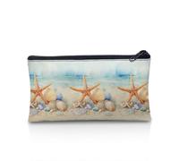 Suhoaziia Estuche estético para niñas y niños, organizador de lápices escolar, bolsa para bolígrafos, Estrella de mar Sand Beach, Estuche para lápices