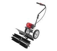 SuhoFutus Barredora de gasolina de 43 CC, 1,7 hp, 2 tiempos, 8500 rpm, cepillo de gasolina manual, escoba, barredora, para exterior, jardín, acera, césped, con guardabarros, barredora de nieve