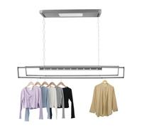 SuhoFutus Tendedero eléctrico de pared con iluminación LED, 2 barras retráctiles, de aluminio y acero, con mando a distancia, ideal para balcón, apartamento, hotel, color gris