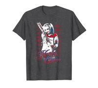 Suicide Squad Harley Quinn Bat Camiseta, Hombre, Jaspeado Oscuro, XL