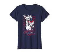 Suicide Squad Harley Quinn Bat Camiseta, Mujer, Azul Marino, XS