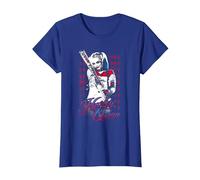 Suicide Squad Harley Quinn Bat Camiseta, Mujer, Azul Real, S