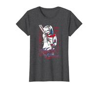 Suicide Squad Harley Quinn Bat Camiseta, Mujer, Jaspeado Oscuro, S