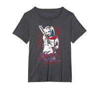 Suicide Squad Harley Quinn Bat Camiseta, Mujer Tallas Grandes, Jaspeado Oscuro, 1XL Grande