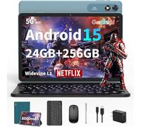 Suicoey 2026 Tablet PC Android 15 de 10 pulgadas con teclado, 24 GB+256 GB, AI Tablet PC con 8 núcleos, Gemini AI, 5G WiFi, 8000mAh, BT5.0, Widevine L1, GPS, tabletas 2 en 1 con funda, mouse, lápiz