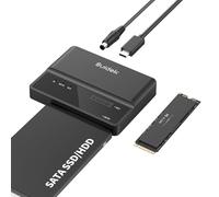SUIDEK SATA M.2 Adaptador,USB 3.0 Adaptador de Disco Duro con Interruptor de Potencia para 2.5/3.5 Pulgadas SATA HDD & SSD M Key Convertidor de Disco Duro, con 12V/2A Fuente de Alimentación y USB C