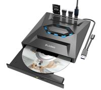 SUIDEK Unidad Externa de CD/DVD para Laptop, grabadora portátil USB C de CD/DVD +/-RW, Lector CD DVD Externo para Laptop con Lector de Tarjetas SD y hub USB 3.0 Tipo C, Compatible con laptops y PC