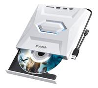 SUIDEK Unidad Externa de CD y DVD para Laptop, 5 en 1, Ultra Delgada, portátil, USB-C CD+/-RW, Reproductor de DVD para Laptop con Lector de Tarjetas SD, USB 3.0 Tipo C, hub para computadora de