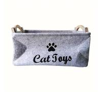 SuiHeill Cesta de Almacenamiento de Juguetes for Gatos: Perfecta for organizar los Juguetes y Accesorios de su Amigo felino - for Gatos de Interior Handy Ha(Grey Cat)