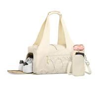 SUIKIHUM Bolsa de mano para mujer con bolsa de botella de agua, bolsas de lona ligeras, para entrenamiento y yoga, Beige, Elegante