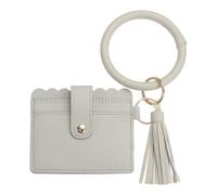 SUIKIHUM Cartera con tarjetero con llavero de muñeca, cartera delgada de piel sintética para mujer, diseño compacto y ligero para uso diario, Gray, 4.3 x 4.5 inch, Uso diario