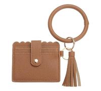 SUIKIHUM Cartera con tarjetero con llavero de muñeca, cartera delgada de piel sintética para mujer, diseño compacto y ligero para uso diario, Brown, 4.3 x 4.5 inch, Uso diario