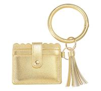 SUIKIHUM Cartera con tarjetero con llavero de muñeca, cartera delgada de piel sintética para mujer, diseño compacto y ligero para uso diario, dorado, 4.3 x 4.5 inch, Uso diario