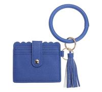 SUIKIHUM Cartera con tarjetero con llavero de muñeca, cartera delgada de piel sintética para mujer, diseño compacto y ligero para uso diario, Blue, 4.3 x 4.5 inch, Uso diario