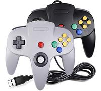 Suily Classic N64 - Controlador USB con cable N64 para PC Gamepad Joystick para Windows PC, MAC Linux Raspberry Pi 3 (negro/gris)