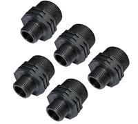 Suinga 5 x Machón roscado plástico 2" x 1 1/2", PN10, racores de compresión para roscar, doble rosca macho/macho, negro