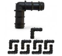 Suinga Codo Riego por Goteo 16 mm | Pack 10 Conector en L para Tuberia de Polietileno | Enlace Acodado de Goteo Rapido para Manguera y Huerto | Accesorio Profesional Color Negro