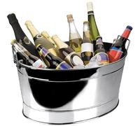 Suinga Cubitera inox 28 L enfriabotellas oval | Mantiene frías varias botellas | Asas fácil transporte | Acero inoxidable resistente
