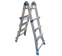 Suinga Escalera metálica multiposición de Aluminio 7+7 peldaños. Altura máxima de Trabajo 4,49 m