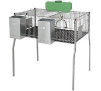 Suinga Jaula para Conejos galvanizada con tolvas y bebederos 2 departamentos, Suelo de Plástico, 105x62x99 cm, Gris