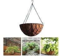 Suinga MACETERO Colgante de Coco 30 cm. Incluye una Elegante Cadena y Colgador en Verde Oliva. Sirve para decoración Exterior e Interior