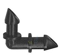 Suinga Pack 10 CODO MICROTUBO 4,5mm. Enlace unión microtubo de 4,5 x 6,5 mm negro. Accesorio utilizado en riego por goteo