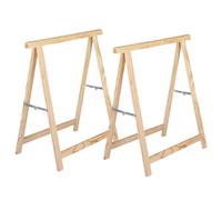 Suinga Pack 2 Caballetes de Madera Plegables para Carpintería y Bricolaje 74x73,5 cm | Ideal para Montar Tableros y Cortar Madera